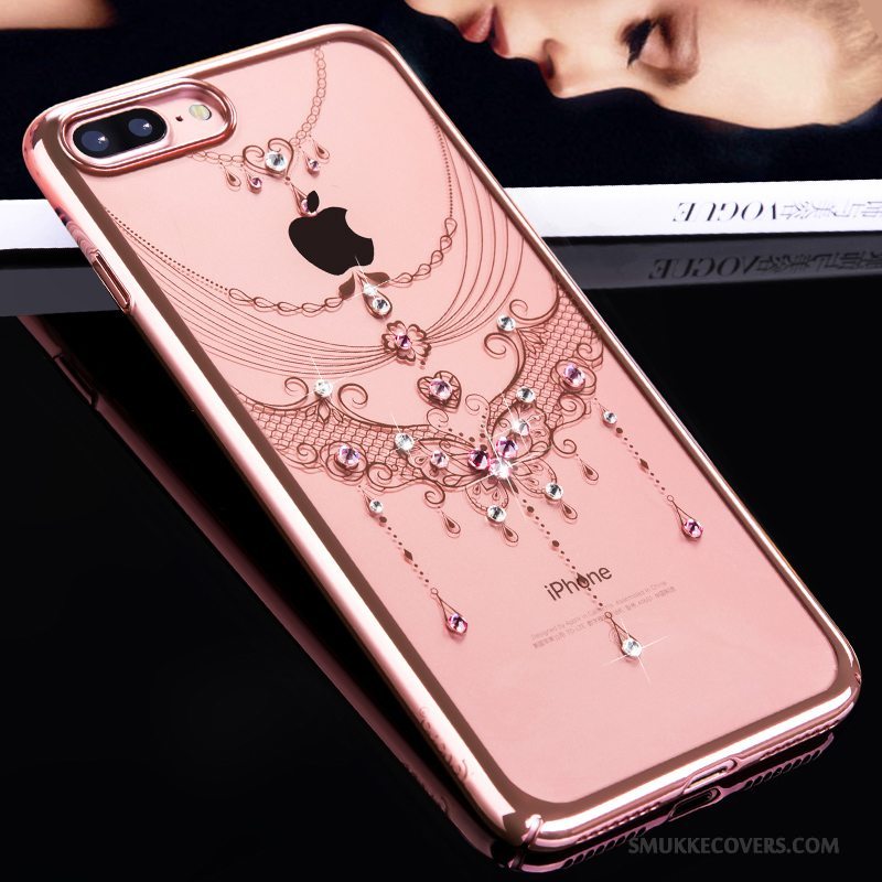 Etui iPhone 7 Plus Strass Anti-fald Guld, Cover iPhone 7 Plus Beskyttelse Hård Telefon