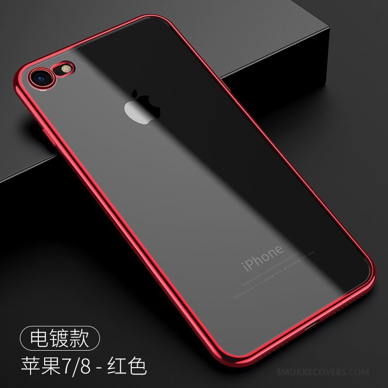 Etui iPhone 7 Tasker Ny Anti-fald, Cover iPhone 7 Silikone Rød Gennemsigtig