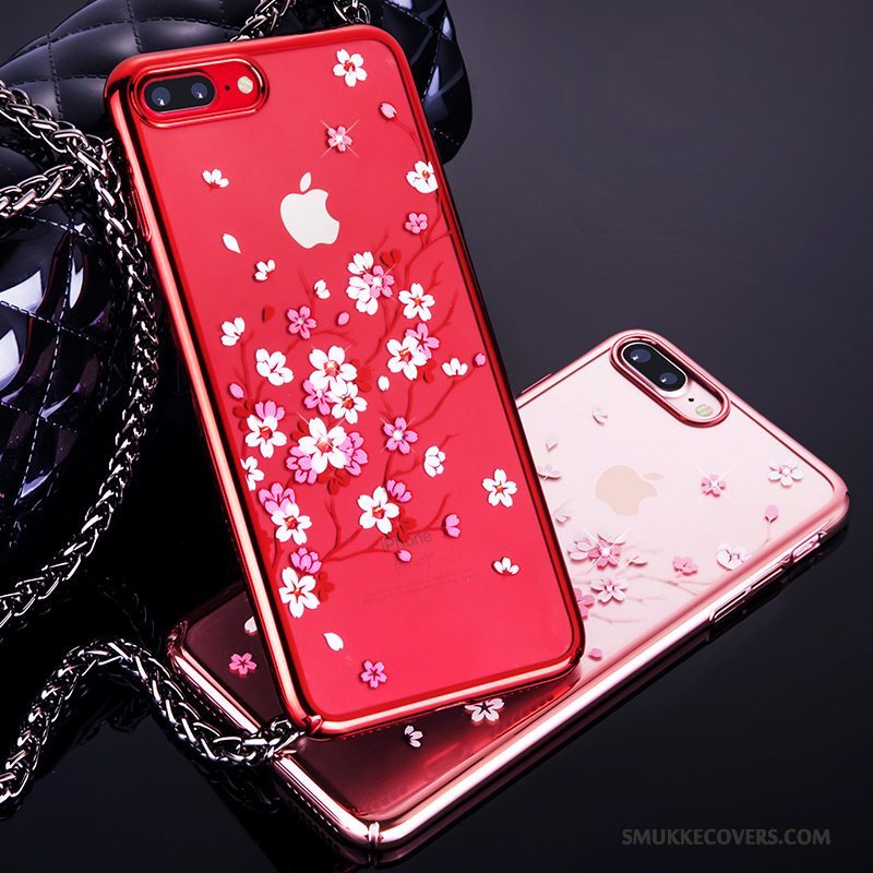 Etui iPhone 7 Tasker Rød Telefon, Cover iPhone 7 Luksus Gennemsigtig