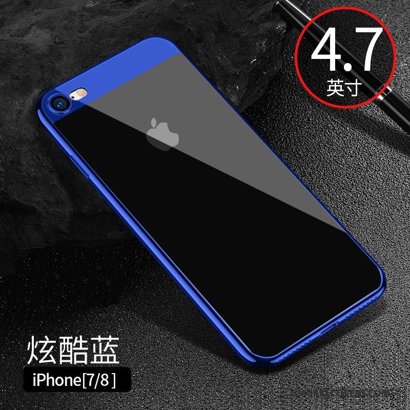 Etui iPhone 8 Blød Gennemsigtig Blå, Cover iPhone 8 Silikone Telefonanti-fald