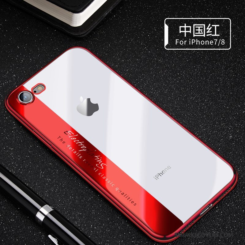 Etui iPhone 8 Blød Rød Gennemsigtig, Cover iPhone 8 Silikone Telefontrend