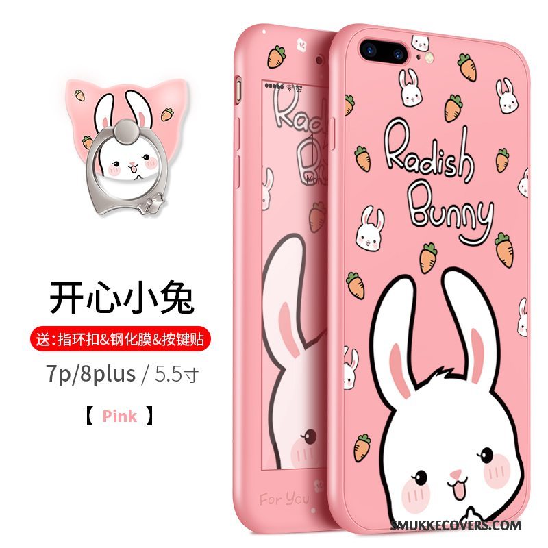 Etui iPhone 8 Plus Cartoon Lyserød Sort, Cover iPhone 8 Plus Blød Telefonanti-fald