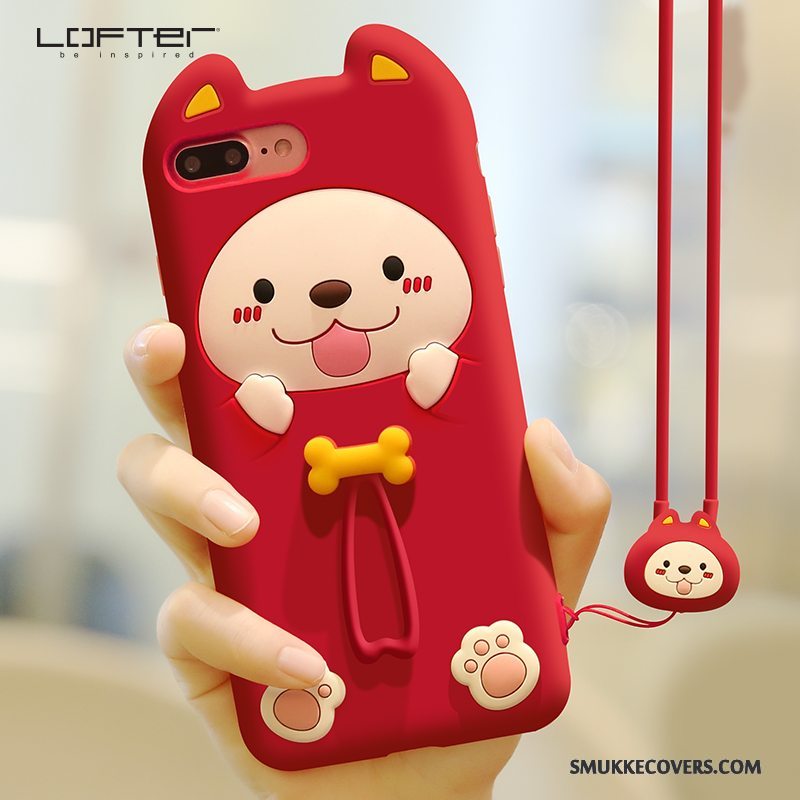 Etui iPhone 8 Plus Cartoon Smuk Rød, Cover iPhone 8 Plus Kreativ Hængende Ornamenter Telefon