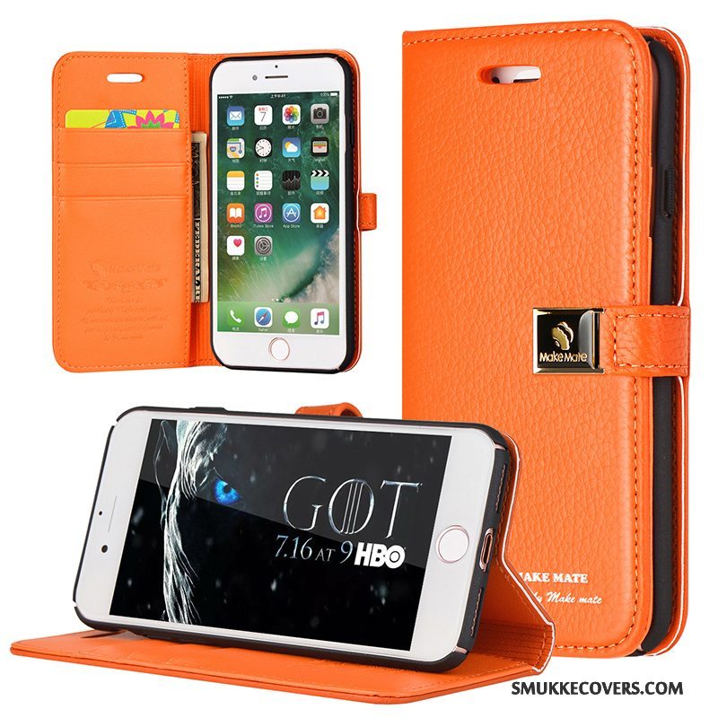 Etui iPhone 8 Plus Folio Telefonaf Personlighed, Cover iPhone 8 Plus Kreativ Orange