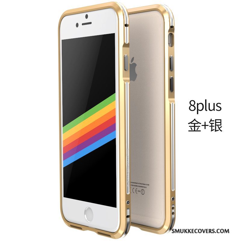 Etui iPhone 8 Plus Metal Af Personlighed Ramme, Cover iPhone 8 Plus Beskyttelse Guld Simple