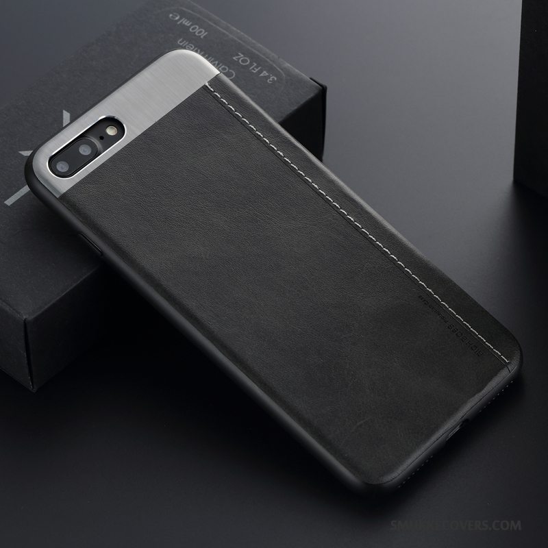 Etui iPhone 8 Plus Metal Telefonanti-fald, Cover iPhone 8 Plus Silikone Sort