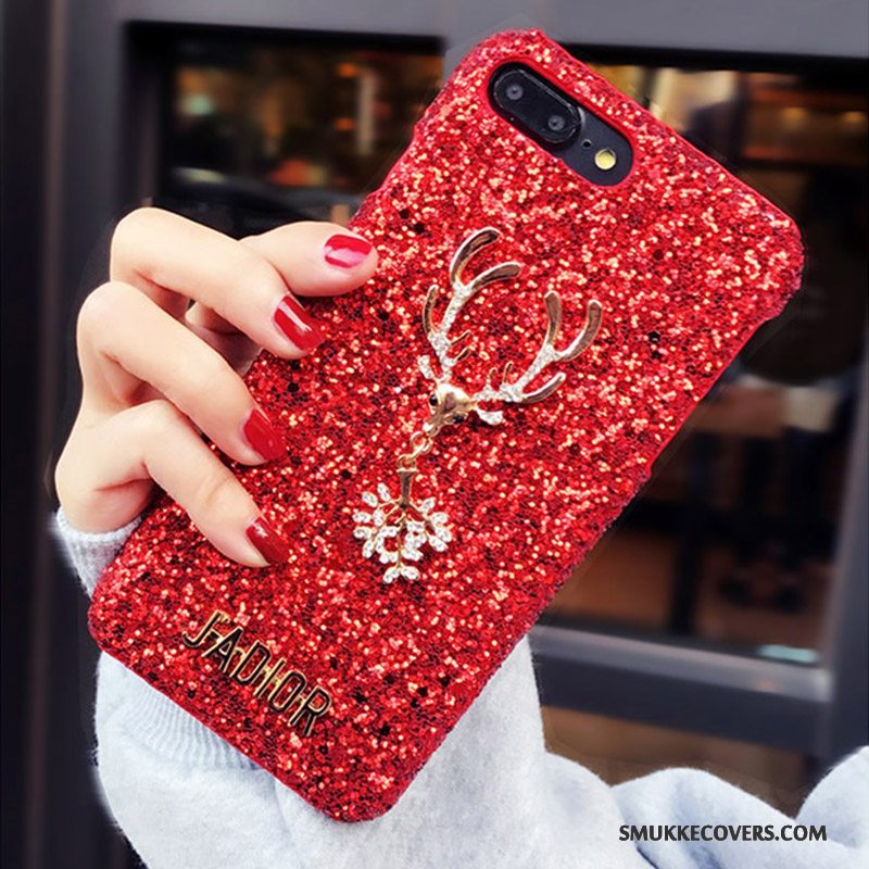 Etui iPhone 8 Plus Strass Telefonrød, Cover iPhone 8 Plus Luksus Lyse Net Red