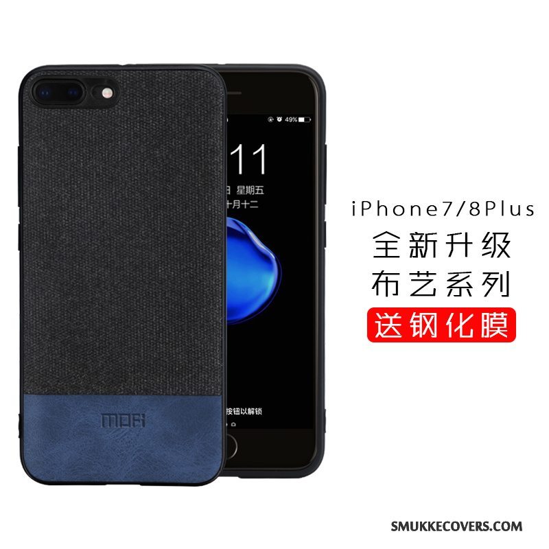 Etui iPhone 8 Plus Tasker Anti-fald Telefon, Cover iPhone 8 Plus Silikone Trendy Blå