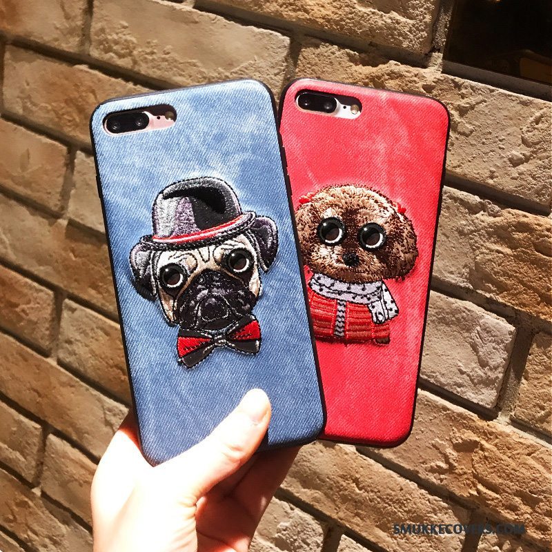 Etui iPhone 8 Plus Tasker Telefonblå, Cover iPhone 8 Plus Cartoon Rød Anti-fald