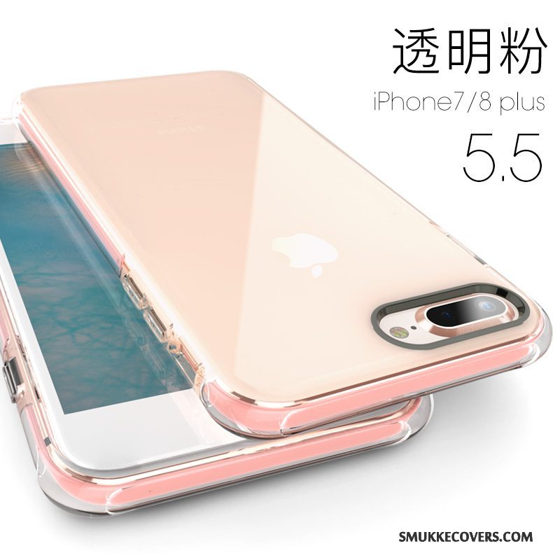 Etui iPhone 8 Plus Tasker Telefongennemsigtig, Cover iPhone 8 Plus Silikone Lyserød Ny