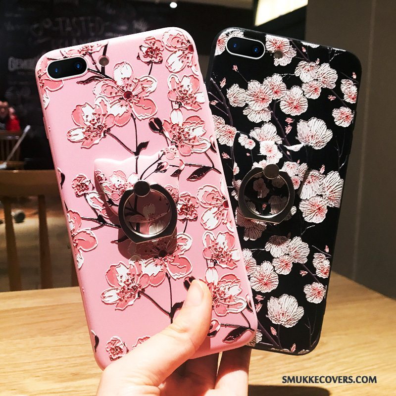 Etui iPhone 8 Relief Sort Plomme Blomst, Cover iPhone 8 Tasker Ny Af Personlighed