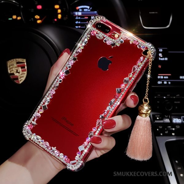 Etui iPhone 8 Tasker Telefongennemsigtig, Cover iPhone 8 Strass Rød Tassel