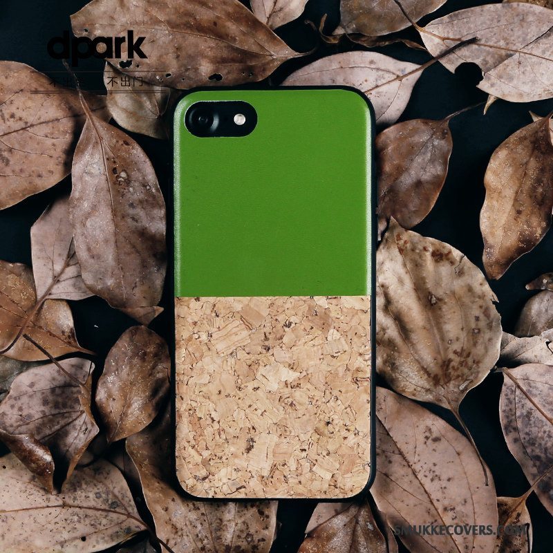 Etui iPhone 8 Tasker Telefonhård, Cover iPhone 8 Læder Træ Grøn