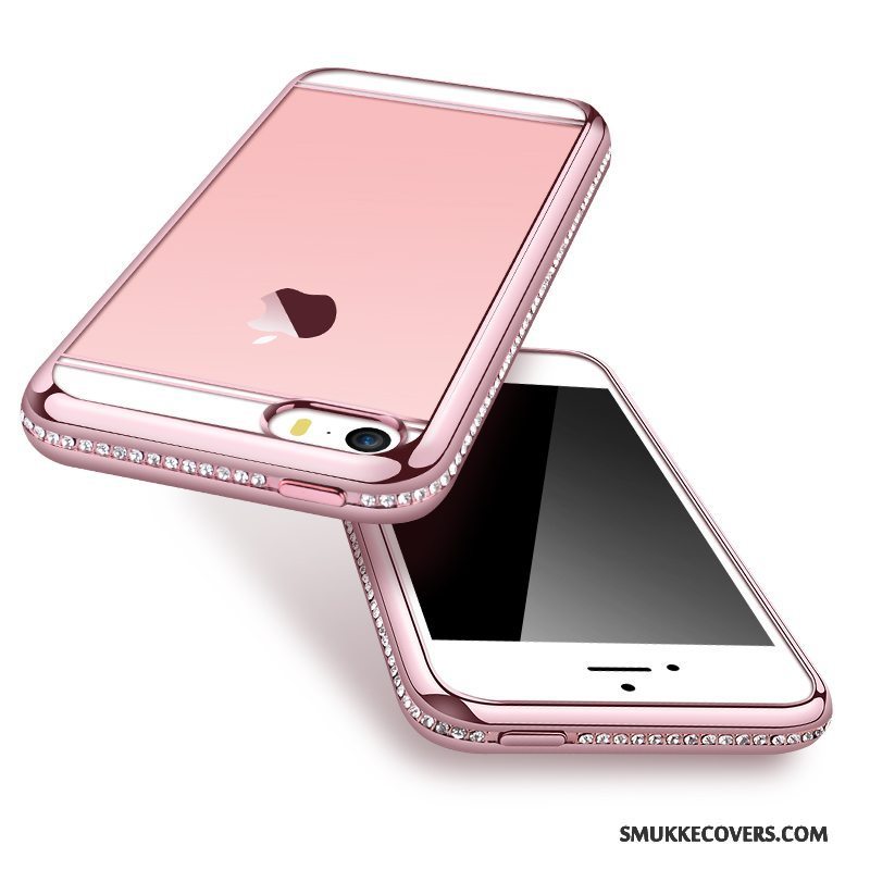 Etui iPhone Se Strass Rosa Guld Pulver, Cover iPhone Se Luksus Telefontrend