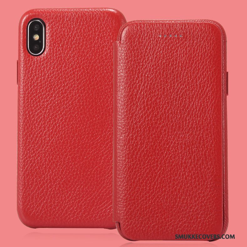 Etui iPhone X Beskyttelse Rød Business, Cover iPhone X Læder Vækstdvale Telefon