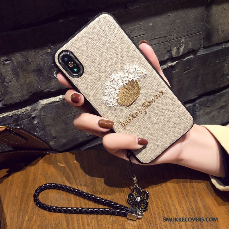 Etui iPhone X Blød Trend Broderi, Cover iPhone X Beskyttelse Blomster Kunst