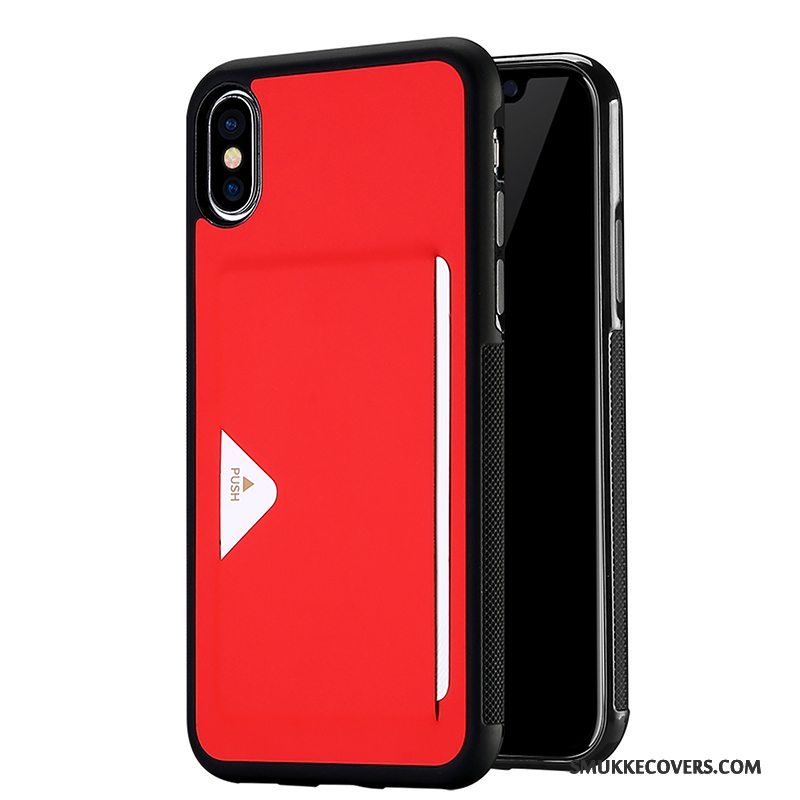 Etui iPhone X Læder Telefonsølv, Cover iPhone X Blød Anti-fald Business