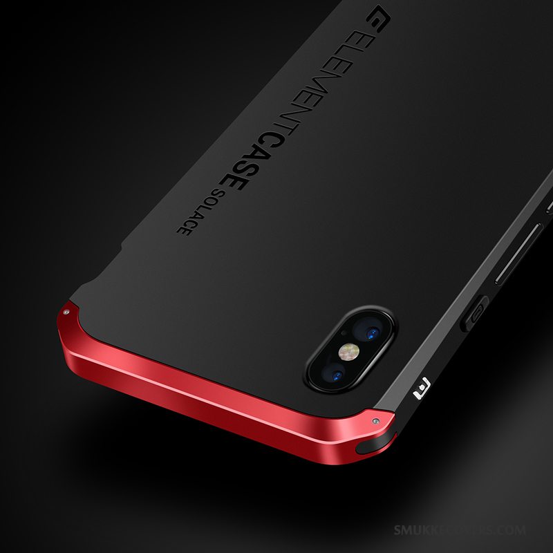 Etui iPhone X Silikone Anti-fald Telefon, Cover iPhone X Metal Rød Trendy