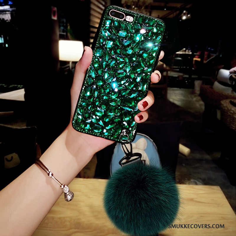 Etui iPhone X Tasker Hængende Ornamenter Telefon, Cover iPhone X Silikone Mørkegrøn Anti-fald