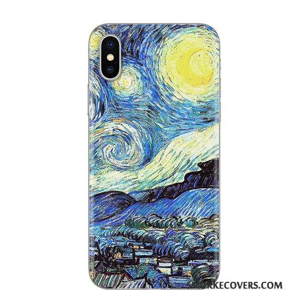 Etui iPhone X Tasker Telefonanti-fald, Cover iPhone X Farve Kunst Ny