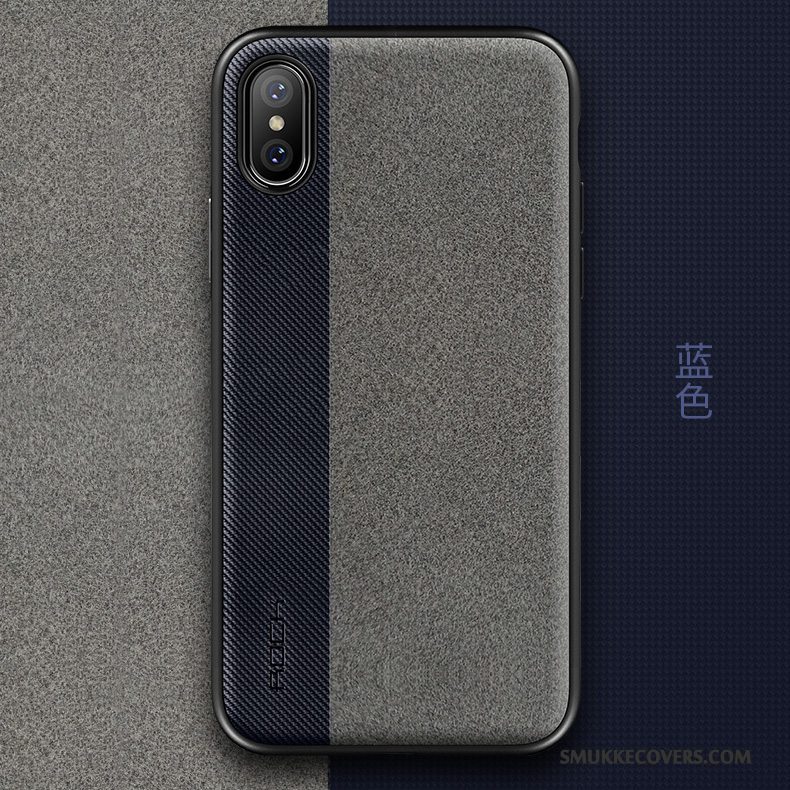 Etui iPhone X Tasker Telefonmørkeblå, Cover iPhone X Læder Fløjl Flannel