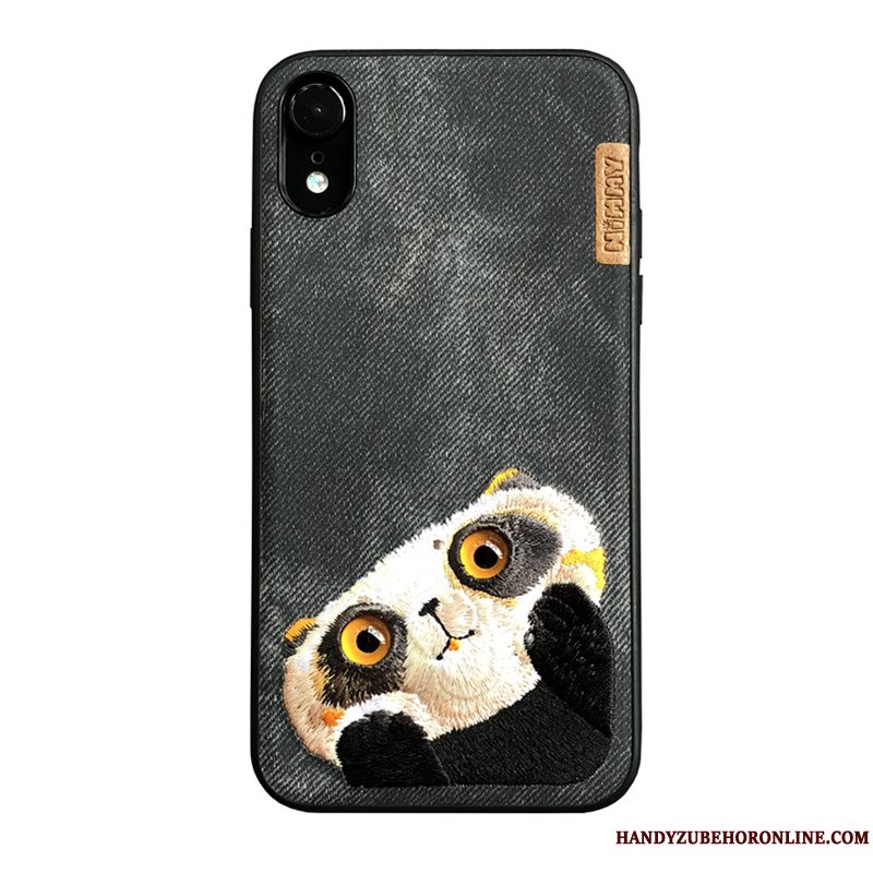 Etui iPhone Xr Cartoon Sort Hund, Cover iPhone Xr Kat Bjørn