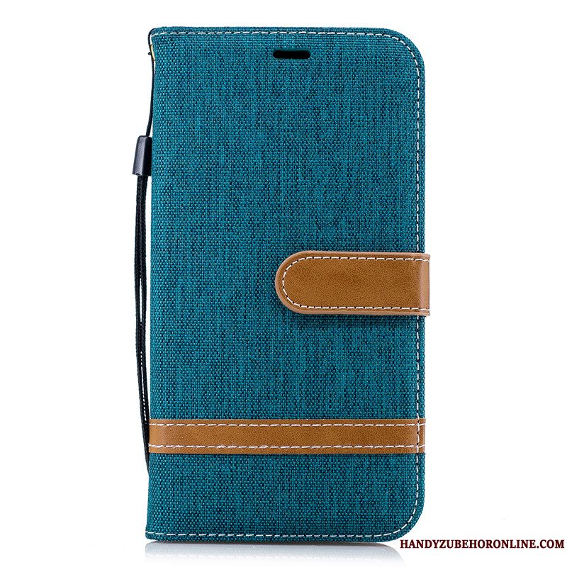 Etui iPhone Xr Folio Denim Grøn, Cover iPhone Xr Beskyttelse Kort Telefon