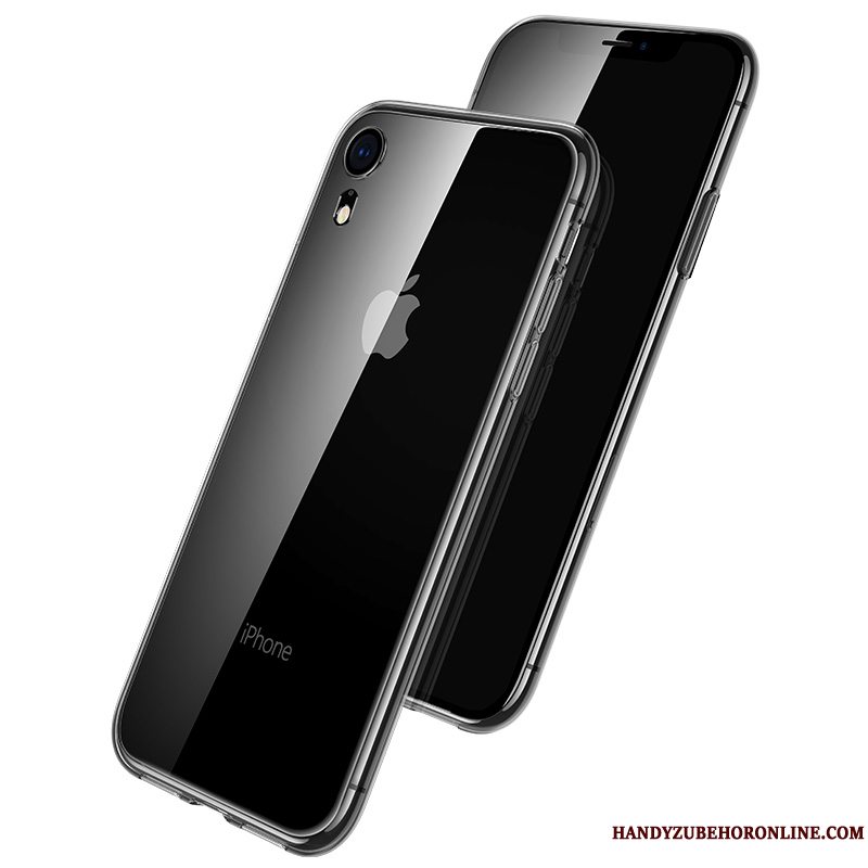 Etui iPhone Xr Tasker Gennemsigtig Anti-fald, Cover iPhone Xr Silikone Sort Telefon