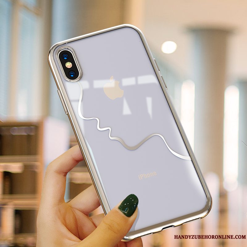 Etui iPhone Xs Blød Net Red Tynd, Cover iPhone Xs Tasker Telefongennemsigtig