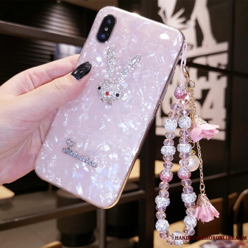 Etui iPhone Xs Cartoon Anti-fald Telefon, Cover iPhone Xs Beskyttelse Lyserød Let Tynd