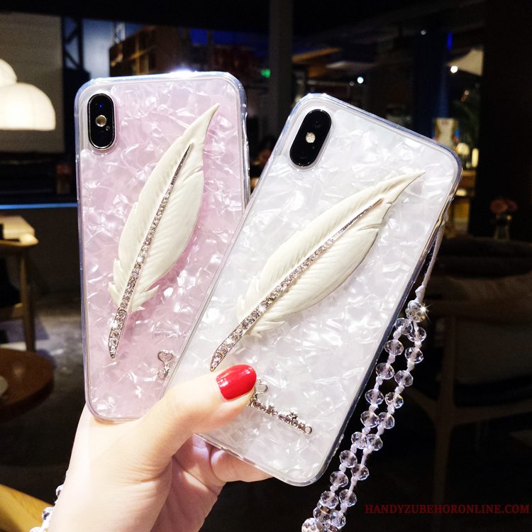 Etui iPhone Xs Kreativ Fjer Ny, Cover iPhone Xs Strass Krystal Trendy