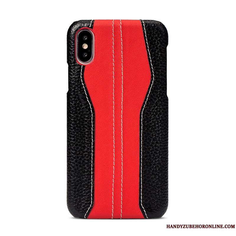 Etui iPhone Xs Læder High End Tilpas, Cover iPhone Xs Mode Rød Kvalitet