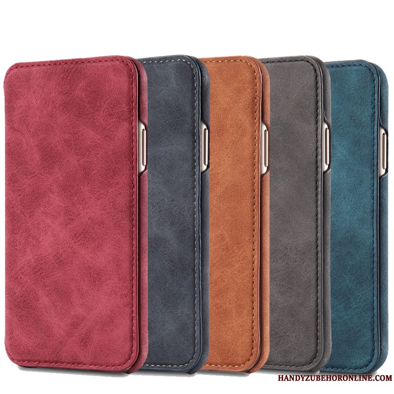 Etui iPhone Xs Læder Kort Telefon, Cover iPhone Xs Folio Rød