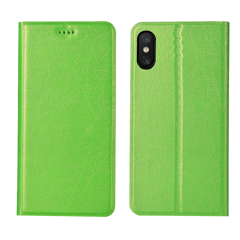 Etui iPhone Xs Læder Ny Grøn, Cover iPhone Xs Beskyttelse Telefontrend