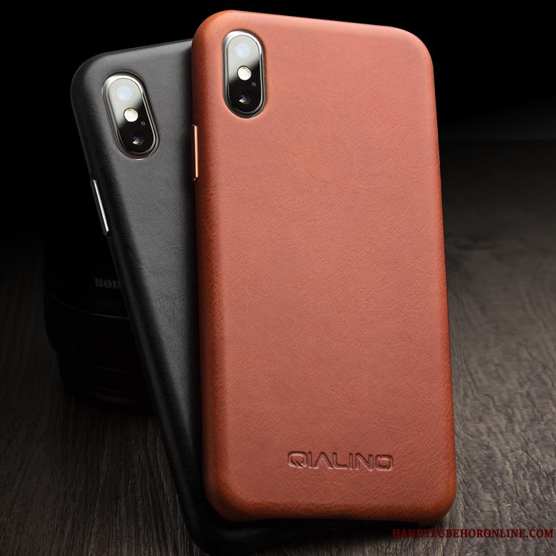 Etui iPhone Xs Læder Telefonbagdæksel, Cover iPhone Xs Beskyttelse Simple Anti-fald