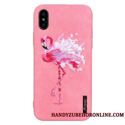 Etui iPhone Xs Max Beskyttelse Broderi Lyserød, Cover iPhone Xs Max Telefontrendy