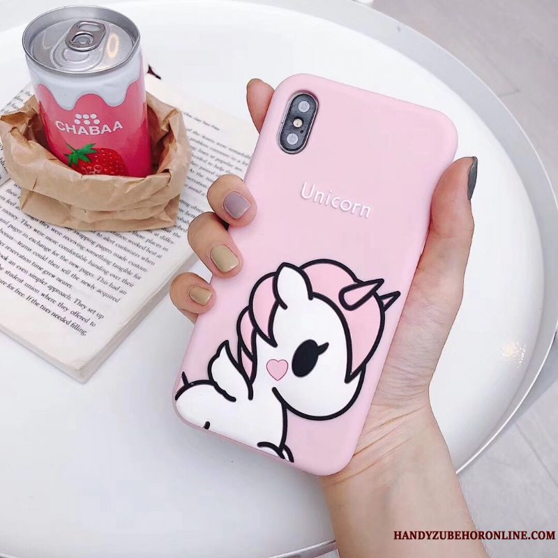 Etui iPhone Xs Max Blød Lyserød Telefon, Cover iPhone Xs Max Cartoon Smuk