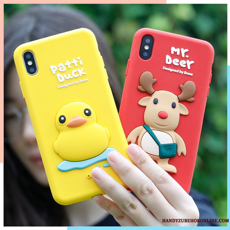 Etui iPhone Xs Max Cartoon Smuk Rød, Cover iPhone Xs Max Silikone Elskeren Af Personlighed