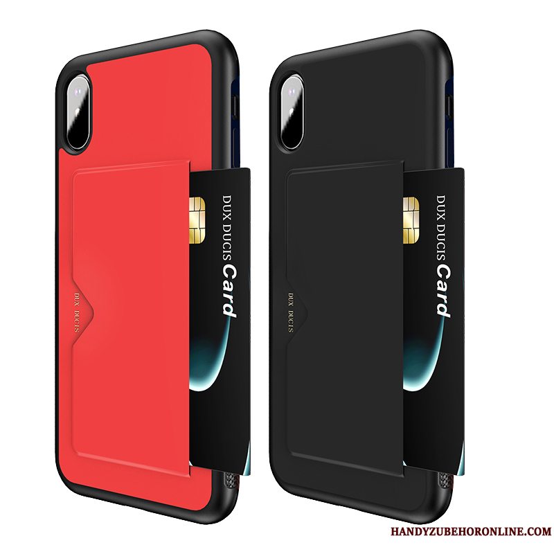 Etui iPhone Xs Max Tasker Anti-fald Kort, Cover iPhone Xs Max Læder Dokumentation Telefon