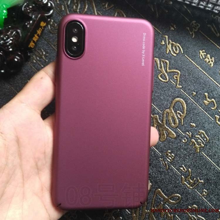 Etui iPhone Xs Max Tasker Hård Rød, Cover iPhone Xs Max Beskyttelse Nubuck Telefon