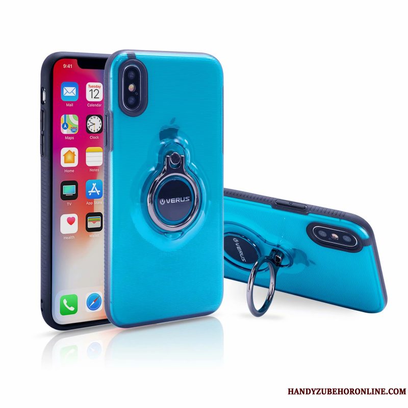 Etui iPhone Xs Max Tasker Telefonanti-fald, Cover iPhone Xs Max Support Blå Bil