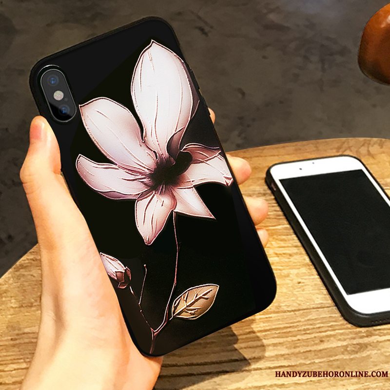 Etui iPhone Xs Relief Af Personlighed Ny, Cover iPhone Xs Tasker Sort Hængende Ornamenter