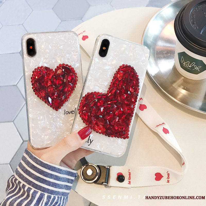 Etui iPhone Xs Strass Shell Telefon, Cover iPhone Xs Blød Hængende Ornamenter Kærlighed