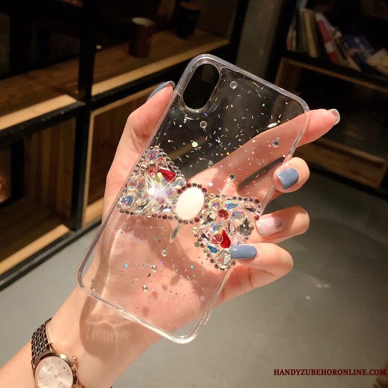 Etui iPhone Xs Strass Telefongennemsigtig, Cover iPhone Xs Af Personlighed Anti-fald