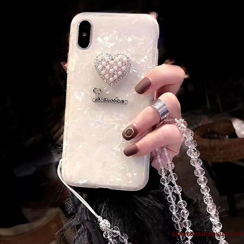 Etui iPhone Xs Strass Telefonshell, Cover iPhone Xs Luksus Hvid Trend