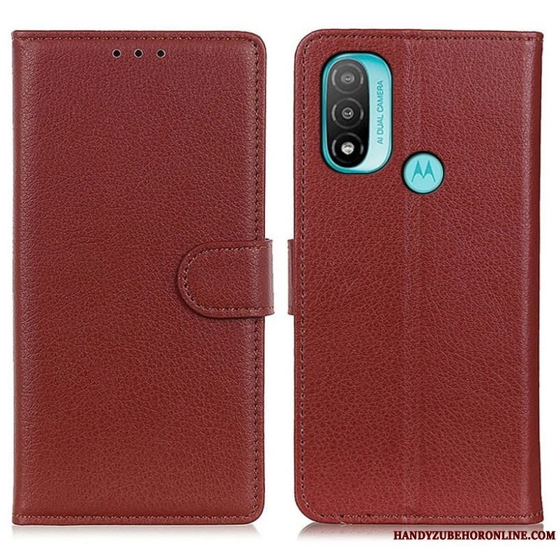 Flip Cover Moto E40 / E30 / E20 Traditionelt Litchi