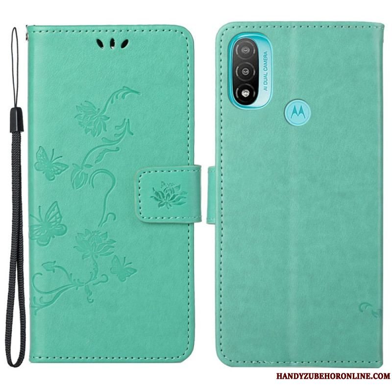 Flip Cover Moto G71 5G Asiatiske Sommerfugle Og Blomster