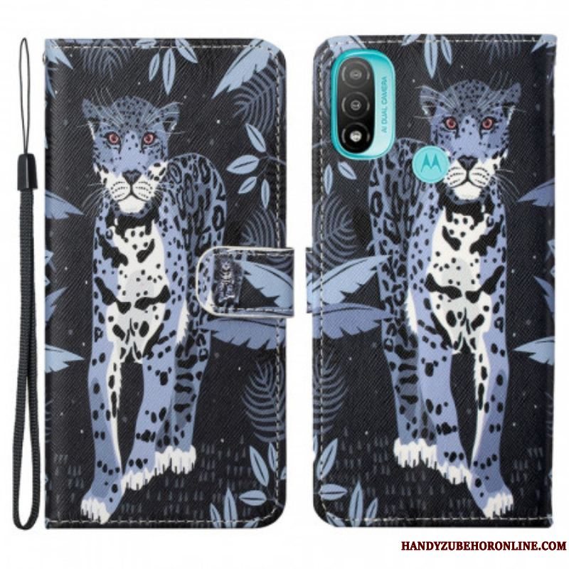 Flip Cover Moto G71 5G Med Snor Strappy Leopard