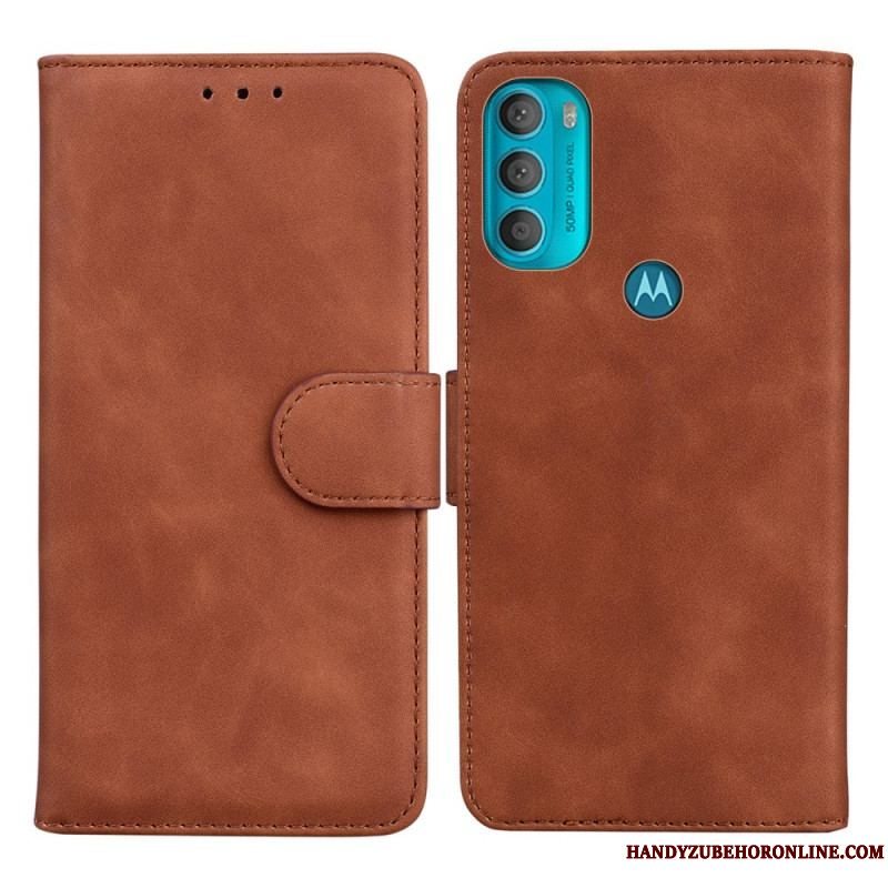 Flip Cover Moto G71 5G Monokrom Lædereffekt