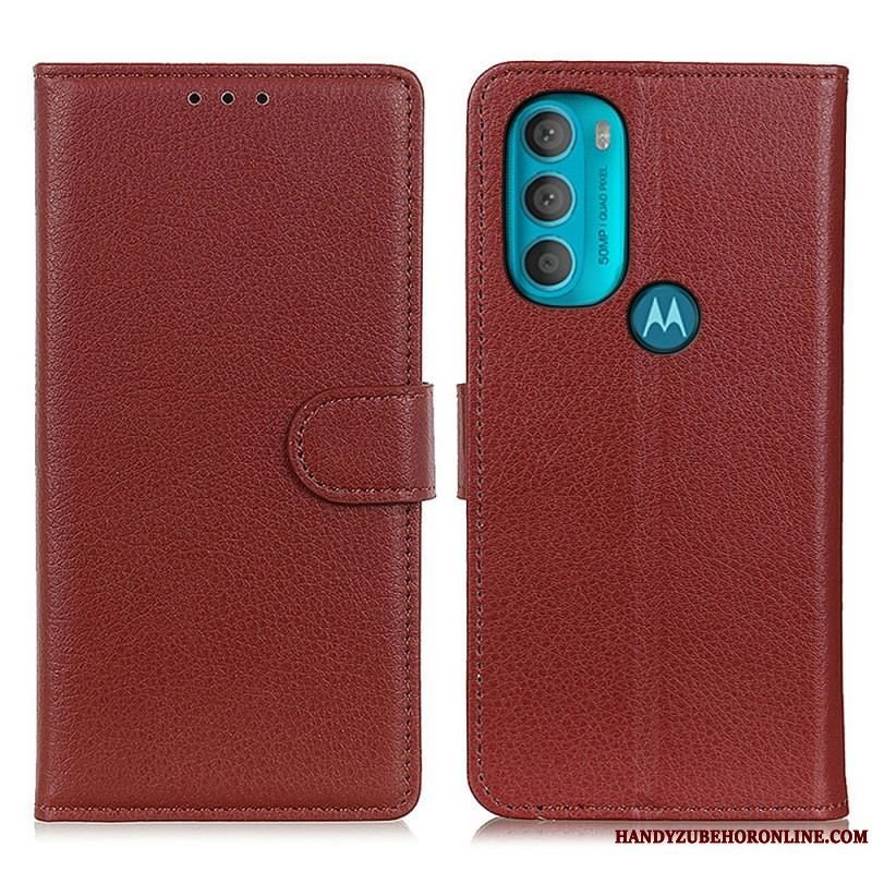 Flip Cover Moto G71 5G Traditionelt Litchi